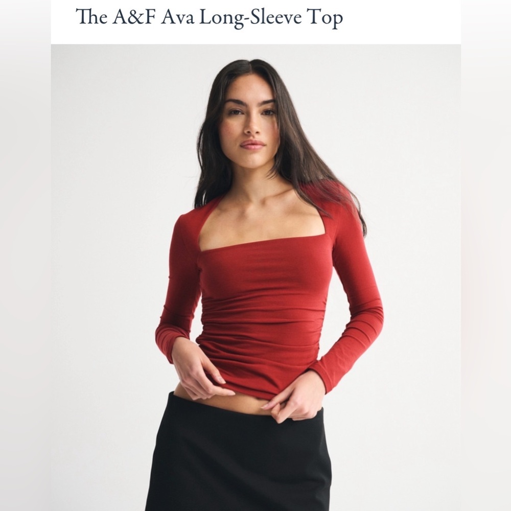 Abercrombie XS Rich Ruby Red The A&F Ava Long Sleeve Top